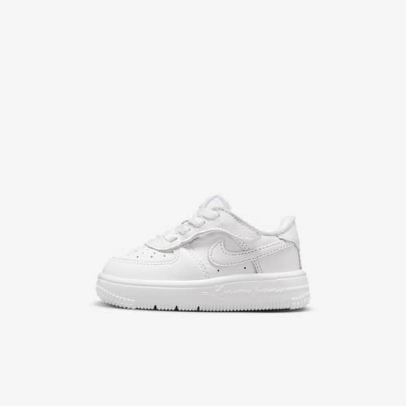 Kids White Air Force 1 Shoes. Nike